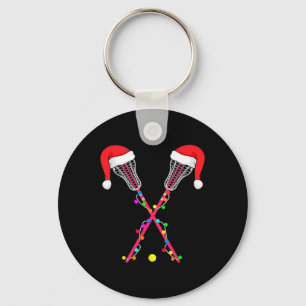 ラクロスサンタハットクリスマスライトスおもしろいポーツXm キーホルダー