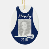 ラクロスジャージーとフォトダークブルー セラミックオーナメント (裏面)