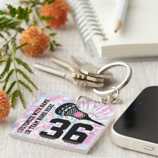 ラクロスジャージー番号チームスポーツ名 キーホルダー (正面右)