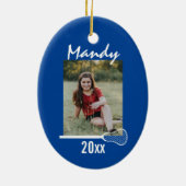 ラクロススティックとフォトカラー編集可能 セラミックオーナメント (裏面)