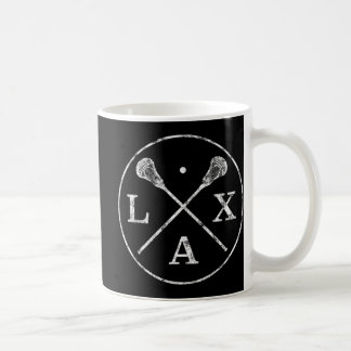 ラクロススティックのエンブレムLAXプレイヤーとT型 コーヒーマグカップ