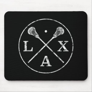 ラクロススティックのエンブレムLAXプレイヤーとT型 マウスパッド