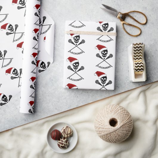 ラクロススティックのクリスマス ラッピングペーパー (クラフト)