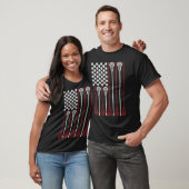 ラクロススティックアメリカ国旗Laxプレイヤー Tシャツ (ユニセックス)