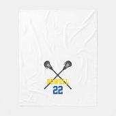 ラクロススティックスポーツプレイヤー名チーム番号おもしろい フリースブランケット (正面)