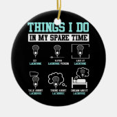 ラクロススティックプレーヤーLAXスポーツゲーおもしろいム セラミックオーナメント (正面)