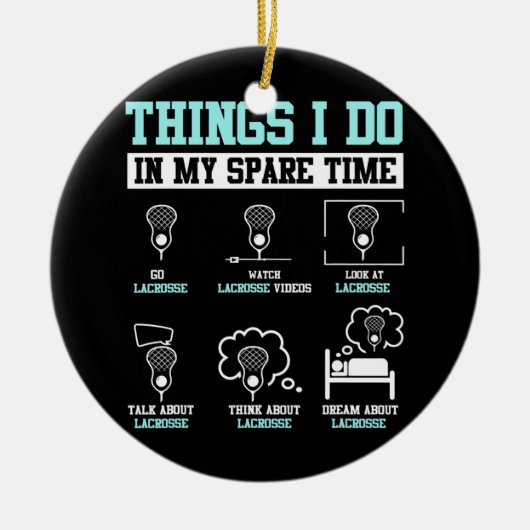 ラクロススティックプレーヤーLAXスポーツゲーおもしろいム セラミックオーナメント (正面)