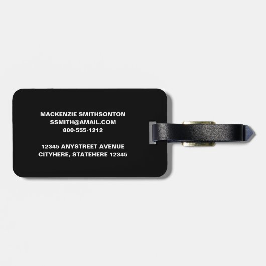 ラクロススティックモノグラパーソナライズされたム白黒 ラゲッジタグ (裏面横)