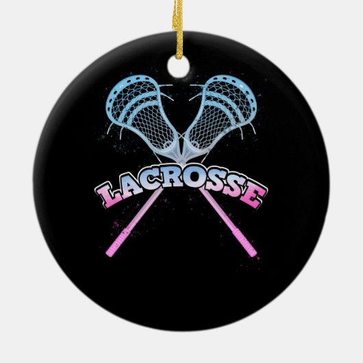 ラクロススティックラクロス選手スポーツLax Orna セラミックオーナメント (裏面)