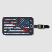ラクロススポーツこうもりUSA国旗パーソナライズされた ラゲッジタグ (正面横)