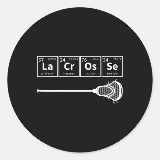 ラクロススポーツの元素周期表Lax Pla ラウンドシール (正面)