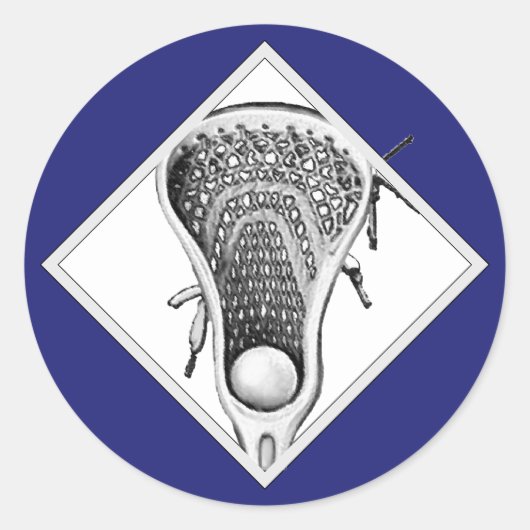 ラクロススポーツブルークラシックラウンドステッカー ラウンドシール (正面)