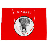 ラクロススポーツレッドラージ抱き枕 ラージペーパーバッグ (裏面)