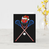 ラクロススポーツ恋人クリスマスサンタハットラクロスChri カード (黄色い花)