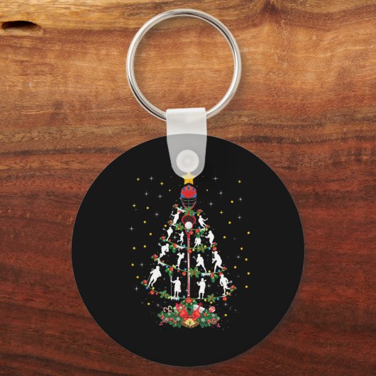 ラクロススポーツ恋人クリスマスサンタハットラクロスChri キーホルダー (正面)