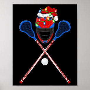 ラクロススポーツ恋人クリスマスサンタハットラクロスChri ポスター
