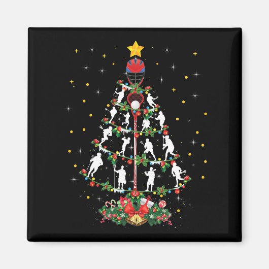 ラクロススポーツ恋人クリスマスサンタハットラクロスChri マグネット (正面)