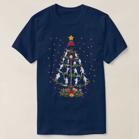 ラクロススポーツ恋人クリスマスサンタハットラクロスChri Tシャツ (デザイン正面)