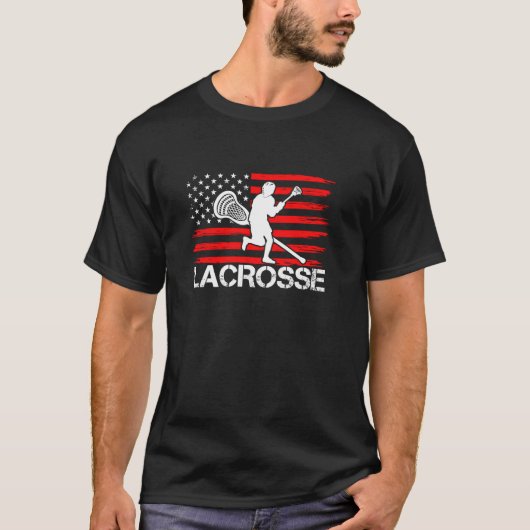 ラクロススポーツ愛国米国とアメリカ Tシャツ (正面)