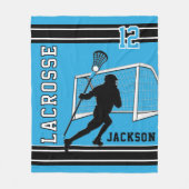 ラクロススポーツ – ベビーブルー，ホワイト，ブラック フリースブランケット (正面)