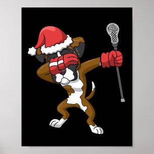 ラクロスダビングボクサードッグLaxクリスマススポーツ ポスター