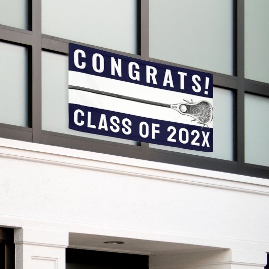 ラクロスチームおめでとうバナー 横断幕 (ビルの外側)