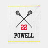 ラクロスチームのスピリット選手ナンバースクールカラー フリースブランケット (正面)