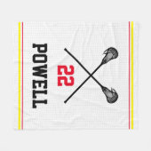 ラクロスチームのスピリット選手ナンバースクールカラー フリースブランケット (正面(横))