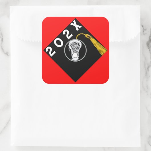 ラクロスチームシニアナイトレッドスクエアステッカー スクエアシール (バッグ)