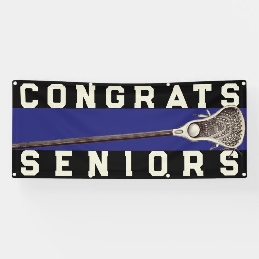 ラクロスチームシニア青いおめでとうバナー 横断幕 (横)