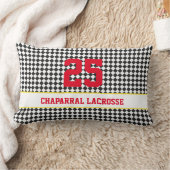 ラクロスチームスポーツプレーヤー番号チェッカーボード ランバークッション (ブランケット)