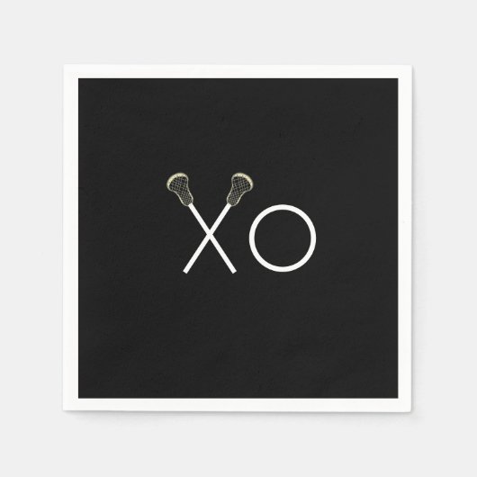 ラクロスチームブラック スタンダードカクテルナプキン (正面)