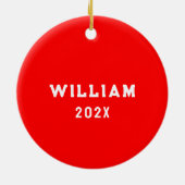 ラクロスチームレッドパーソナライズされた セラミックオーナメント (裏面)