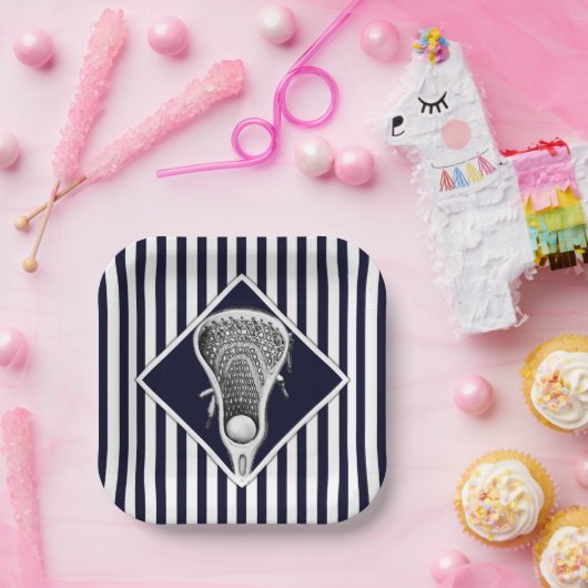 ラクロスネイビーブルーパーティー紙プレート ペーパープレート (パーティー)