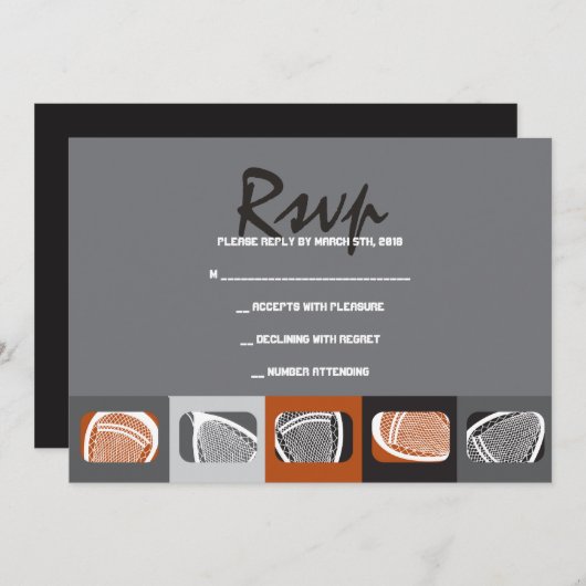 ラクロスバー(ユダヤ教の)バル・ミツバー招待状返信カード 招待状 (正面/裏面)