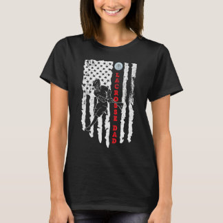 ラクロスパパアメリカ国旗スポーツ父の日4th tシャツ