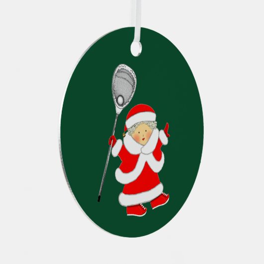 ラクロスパーソナライズされたゴアリーセラミックオーナメント メタルオーナメント (正面右)