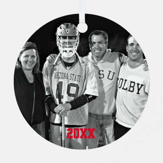 ラクロスファミリースティックネットプレイヤー番号スポーツ メタルオーナメント (裏面)