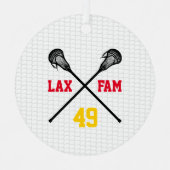 ラクロスファミリースティックネットプレイヤー番号スポーツ メタルオーナメント (正面)