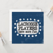 ラクロスプレイヤーにより多くのおもしろいグリーティングカード カード (正面/裏面インサイチュ)