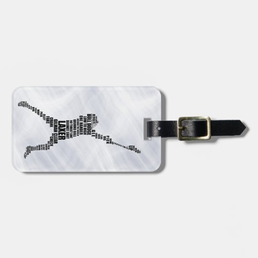 ラクロスプレイヤーのタイポグラフィカスタムックのラゲージタグ ラゲッジタグ (正面横)