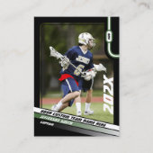 ラクロスプレイヤーのトレーディングカード(黒い緑) コーリングカード (正面)