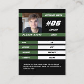 ラクロスプレイヤーのトレーディングカード(黒い緑) コーリングカード (裏面)