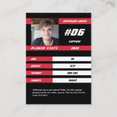 ラクロスプレイヤーのトレーディングカード(黒い赤) コーリングカード (裏面)