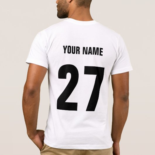 ラクロスプレイヤーのワードアート名と番号 Tシャツ (裏面)