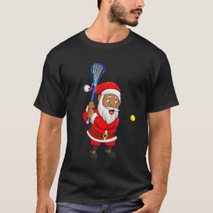 ラクロスプレイヤーサンタクリスマスパジャマ面白いXmas Tシャツ