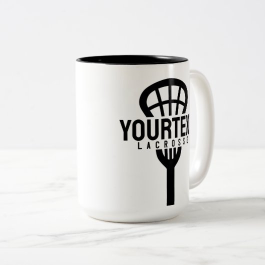 ラクロスプレーカスタムヤー文字チームメッシュスポーツスティック ツートーンマグカップ (正面右)