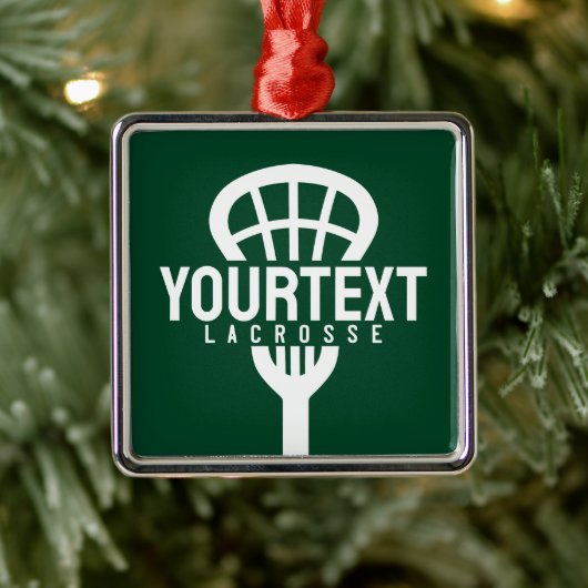 ラクロスプレーカスタムヤー文字チームメッシュスポーツスティック メタルオーナメント (ツリー)