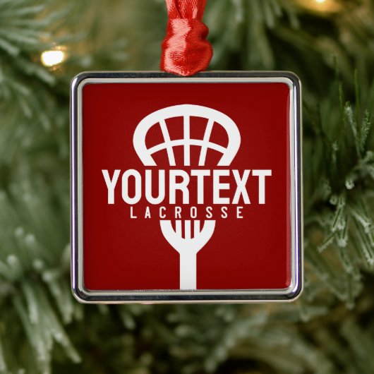 ラクロスプレーカスタムヤー文字チームメッシュスポーツスティック メタルオーナメント (ツリー)
