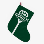 ラクロスプレーカスタムヤー文字チームメッシュスポーツスティック ラージクリスマスストッキング (正面 (吊り時))